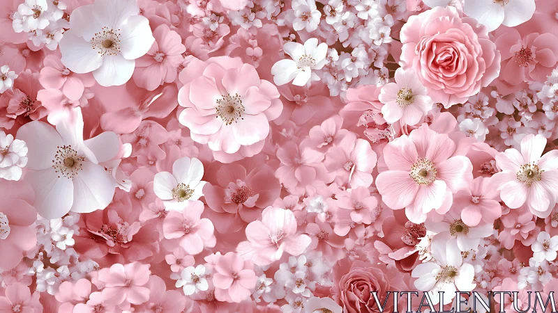 Cascading Pink Blossom Abundance Overflows with Creamy Petals.