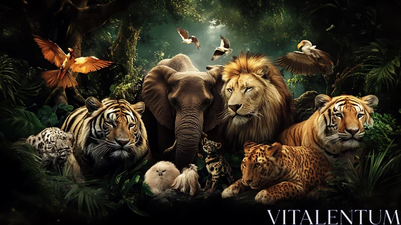 Jungle Council: Where Predators Unite in Emerald Shadows.