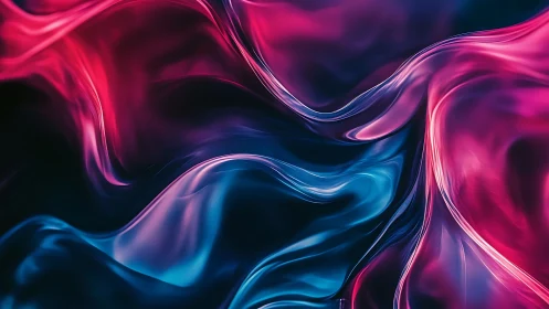 Gentle neon waves flowing in glowing pink and blue light.