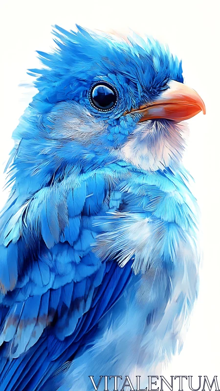 Vivid blue songbird portrait with detailed digital plumage.