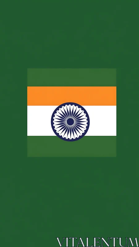Indian national flag centered on plain green background.