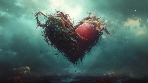 Fractured Heart in Ethereal Storm.