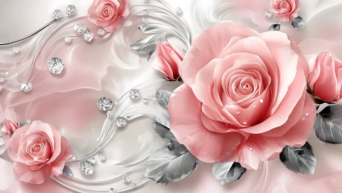 Pink Roses and Diamonds Bloom in Elegance.
