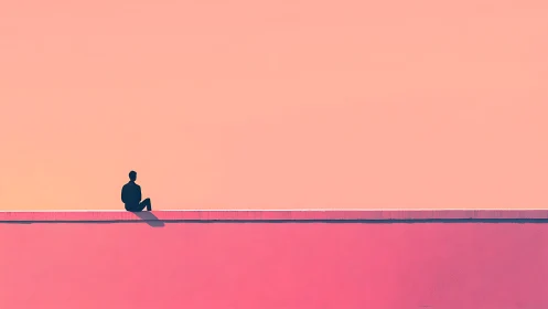 Quiet rooftop daydreams in a soft pink evening sky.