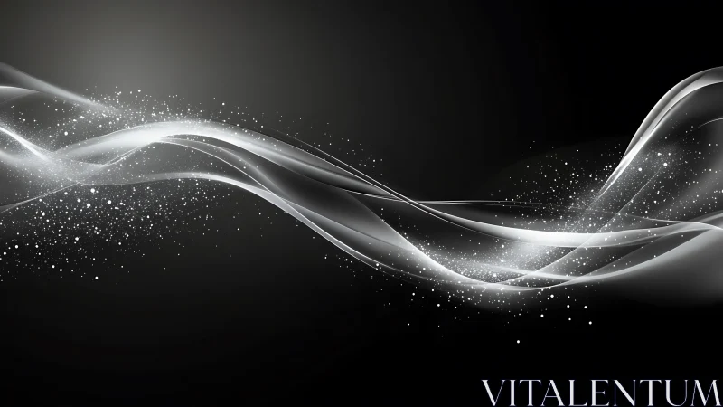 Silver light waves arc across deep black gradient background