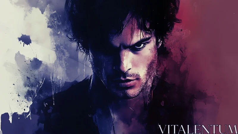 Moody digital portrait applies split-complementary color lighting