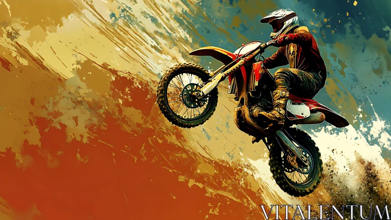 Dust-slinging motocross hero carves color into the sky