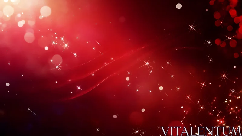 Shimmering red starlight drifts gently across a glowing sky