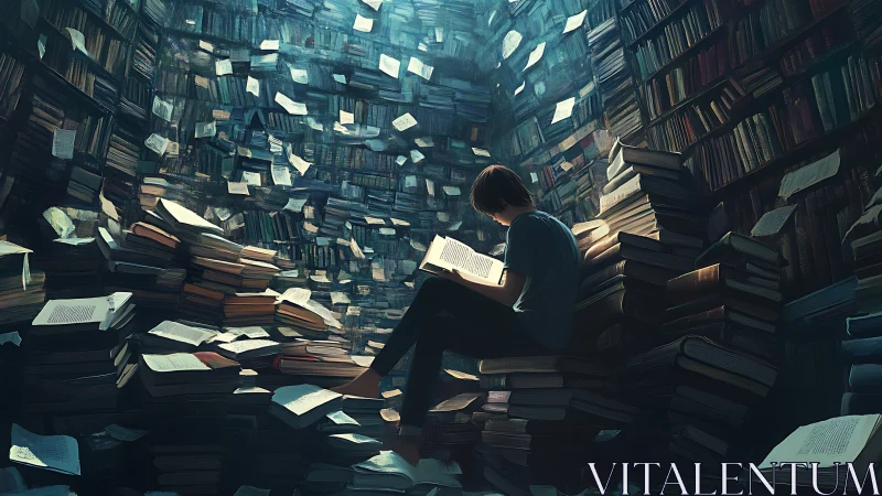 Solitary reader discovers wonder in a swirling sea of books