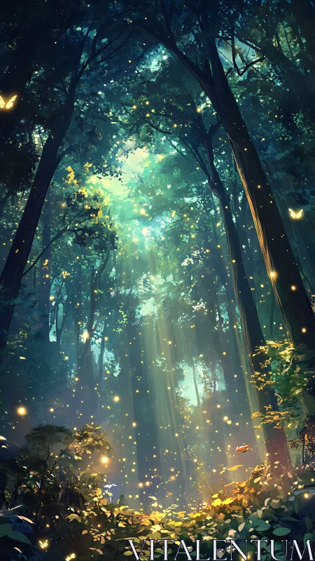 Bioluminescent Forest Canopy with Volumetric Light Scattering.