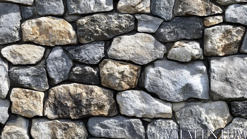 Rustic stone masonry wall with natural textures and neutral tones.