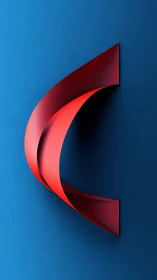 Parametric red ribbon extrusion on matte cyan planar field.