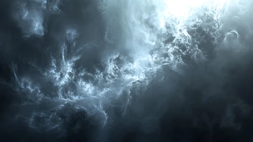 Ethereal Abstract Cloudscape in Cool Tones with Luminous Highlights.