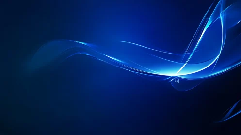 Blue light wave curves on dark abstract background.