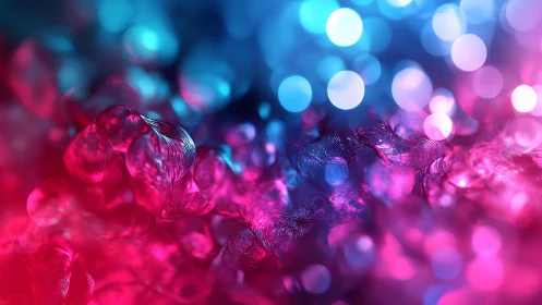 Vibrant Abstract Bokeh Lights in Pink and Blue Tones, Digital Art.