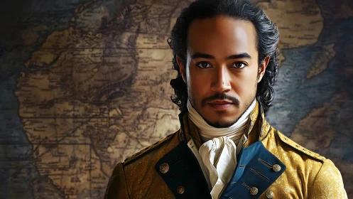 Navigator in gilded uniform studies the old world’s secrets