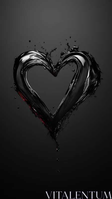 Liquid Heart Form Against Dark Background