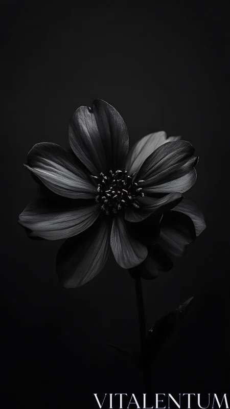 Cosmos Flower Monochrome Study in Shadow.