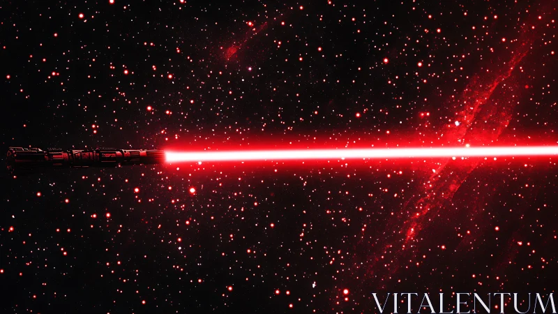 Red space laser beam slices starfield with precision
