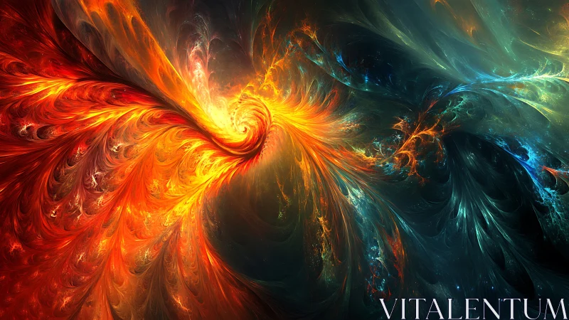 Solar flare vortex spiraling through prismatic cosmic void.