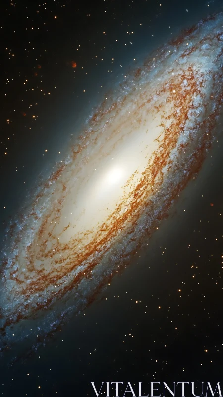 Edge-on spiral galaxy with luminous bulge and dusty star-forming arms