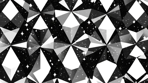 Constellated crystal facets spin midnight into sharp light