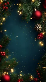 Christmas wreath border frames dark teal negative space