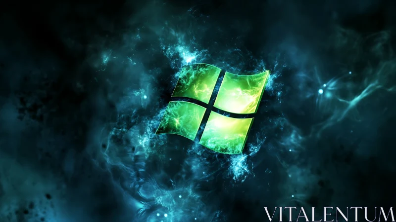 Neon window drifts through a storm of electric nebulae