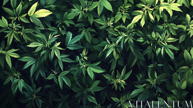Dense green cannabis foliage forms continuous vibrant canopy