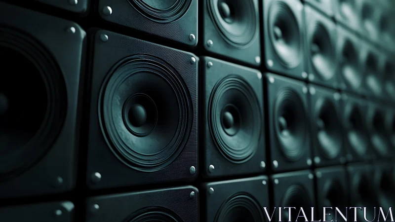 Wall of deep bass speakers ready to share powerful sound.