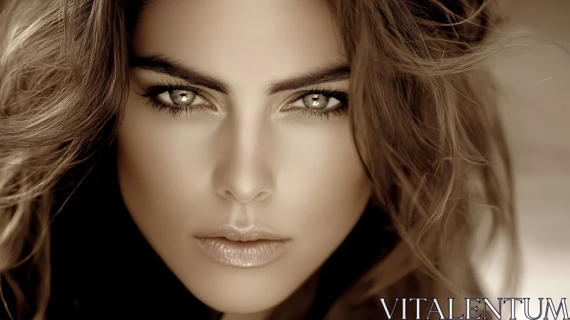 Close-up portrait shows digitally enhanced female face