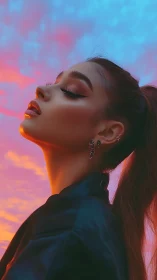 Side profile portrait shows stylized lighting on subject