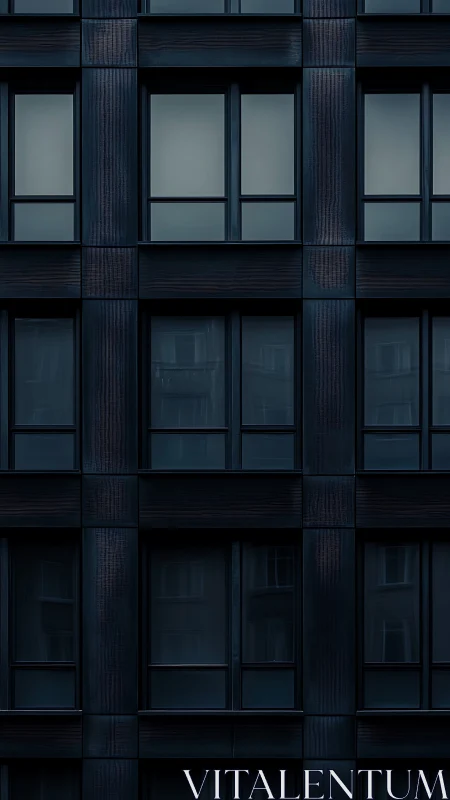 Gridded facade study in nocturnal geometric minimalism.