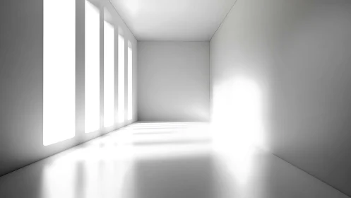 Light slices carve silent geometry inside a white room