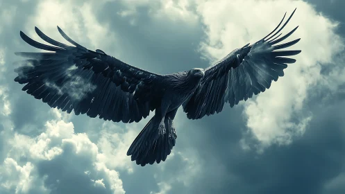 Majestic Eagle Soaring in Dramatic Sky, Photorealistic Style.