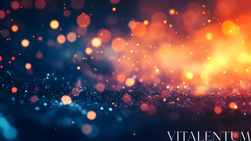 Vibrant abstract bokeh lights in blue and orange gradient style.