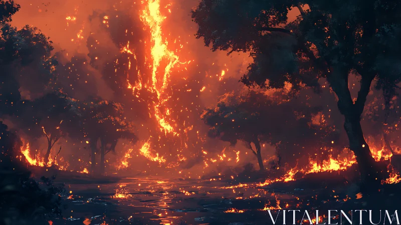 Inferno's Cathedral: Where Ancient Trees Witness Apocalyptic Fire