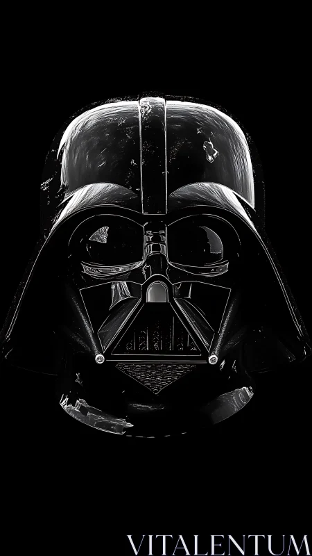 Bold sci fi helmet portrait glows against deep black space