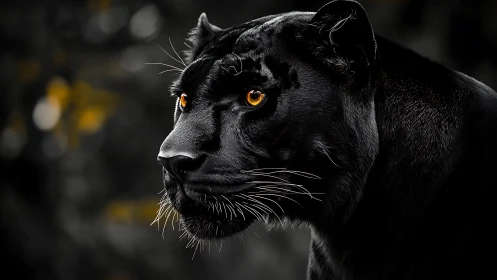 Black Panther Portrait with Amber Eyes Study.