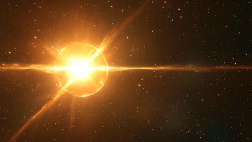 Stellar explosion renders symmetric orange plasma sphere in space