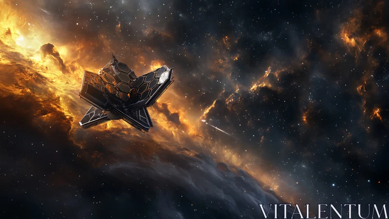 Starfold observatory drifting beside a blazing nebula.