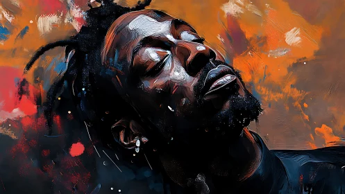 Expressive digital portrait with gestural brushwork and contrast.