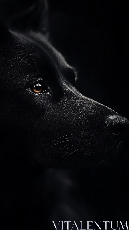 Low key canine profile with high contrast specular fur rendering.