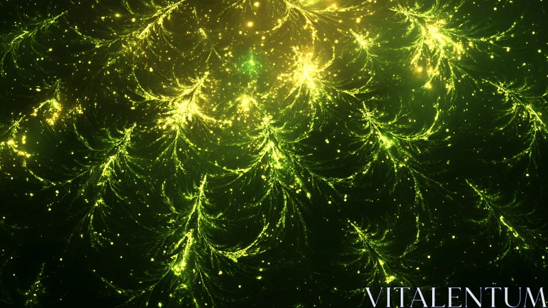 Glowing forest of golden starlight swirling in deep green.