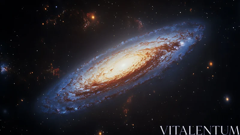 Highly resolved barred spiral galaxy with luminous dusty core rendered