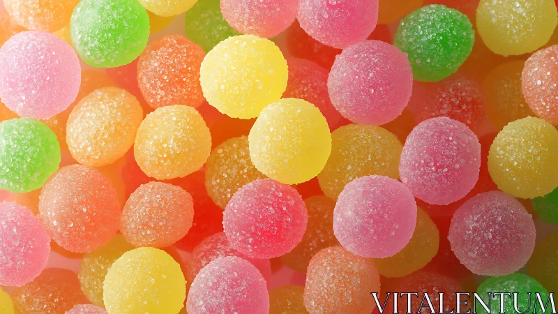 Spherical Sugar-Coated Confections Arranged in Clustered Formation.