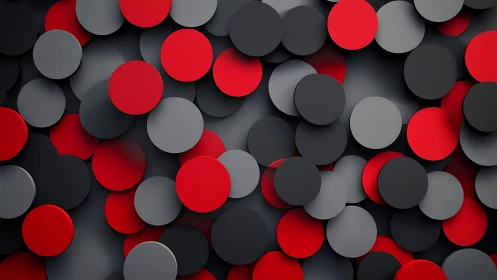 Overlapping Red, Gray, and Black Circles in Modern Abstract Style.