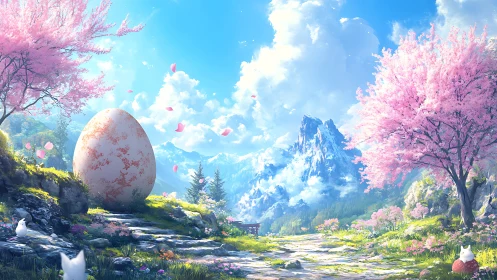 Springborn colossus egg among whispering cherry peaks.
