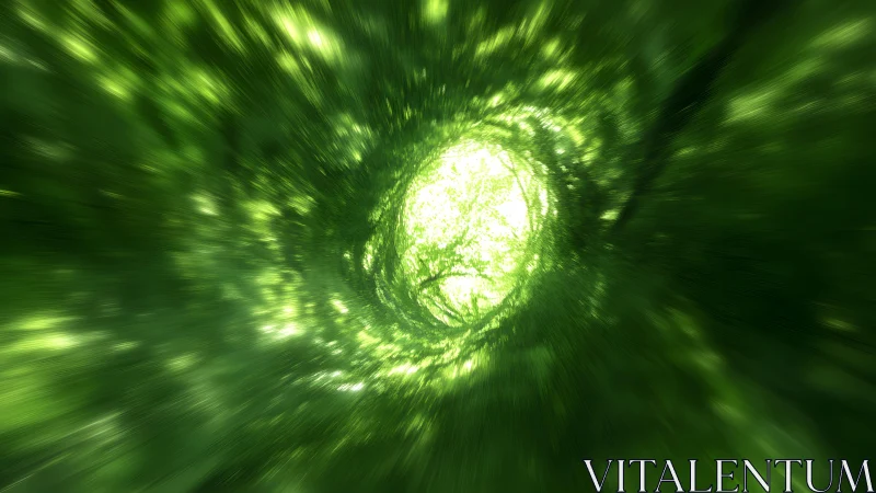 Vivid green tunnel with motion blur in abstract nature style.