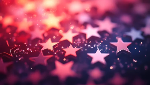 Bokeh-lit star confetti array in shallow-focus composition.